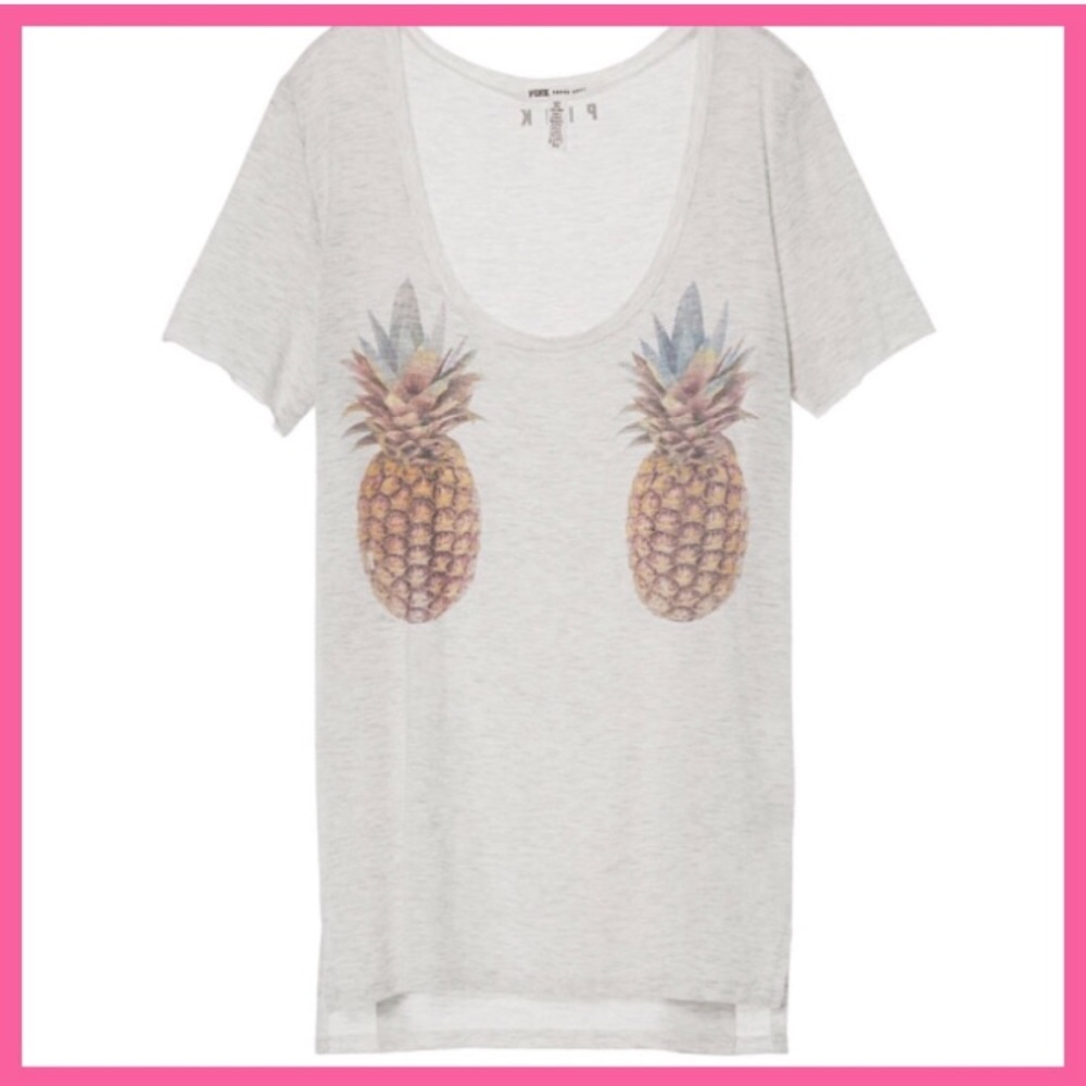🍍•Victoria’s Secret PINK• Pineapple Scoopneck tee - Picture 3 of 4